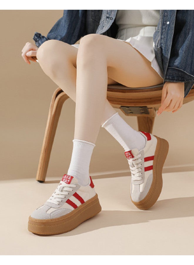 St&Sat Saturday Thick-soled Height-increasing Training Shoes 26 Spring Comfortable Sneakers Trendy Fashion Versatile Casual White Shoes Women - Image 1