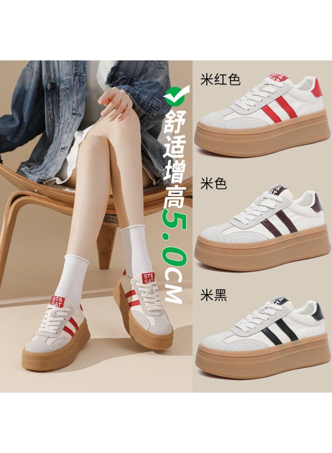 St&Sat Saturday Thick-soled Height-increasing Training Shoes 26 Spring Comfortable Sneakers Trendy Fashion Versatile Casual White Shoes Women - Image 2