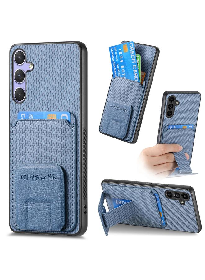 S-TOP Case For Samsung Galaxy S25 Ultra 5G Carbon Fiber Card Bag Fold Stand Phone Case - Image 1