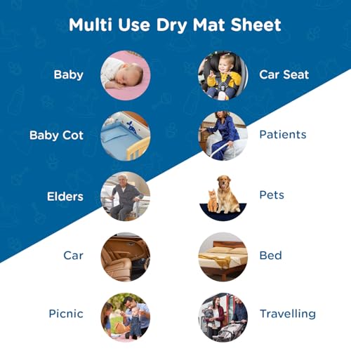 Mee Mee Reusable Water Proof Cotton Bed Protector Sheet/Extra Absorbent Mat/Dry Sheets/Urine Sheet/Dry Mat(140CmX220Cm) (X-Large, Navy Blue) - Image 4