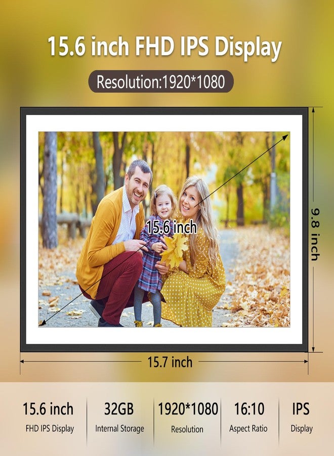 YENOCK SSAWIFIFRAME Digital Picture Frame,32GB FHD IPS Touch Screen,Large 15.6 inch WiFi Smart Photo Frame,Share Photos/Videos Instantly via Free APP,Suitable for Birthdays and Christmas - Image 2
