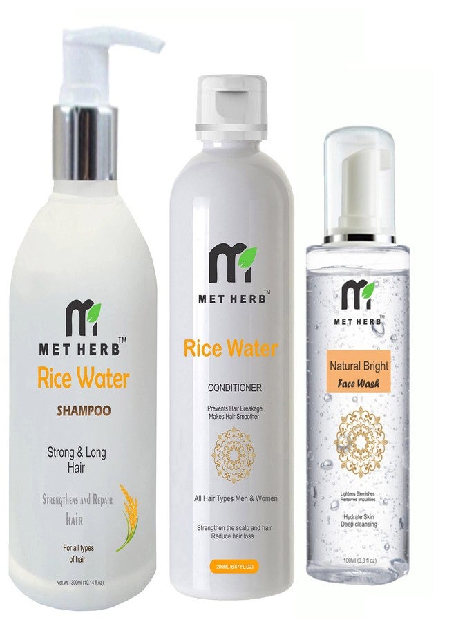 METHERB Rice Water Shampoo -300ml & Rice Water conditioner -200ml & Natural Bright Face Wash-100ml (combo pack) - Image 1
