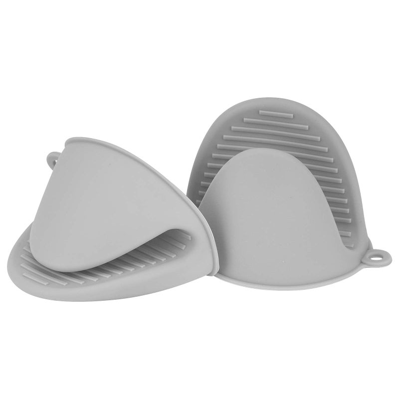 tifanso Silicone Oven Mitts Pot Holders for Kitchen Heat Resistant Small Kitchen Mittens Rubber Air Fryer Mitts Mini Pot Pinch Grip for Cooking and Baking 1 Pair Grey