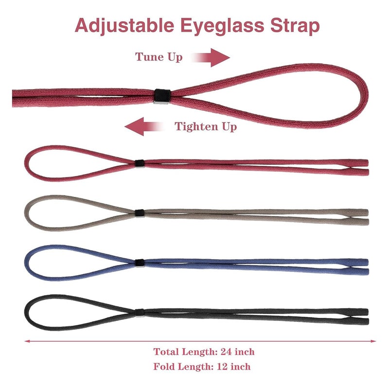 AEC حزام نظارات قابل للتعديل مع قبضة ناعمة - حبل حامل رقبة نظيف بدون ذيل لنظارات الشمس، والنظارات الطبية ونظارات القراءة | حزام مرن مضاد للانزلاق لحفظ النظارات للرجال والنساء والأطفال - Image 4