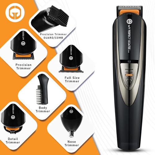 My Perfect Goatee®️ 13-in-1 Mens Grooming Kit - LED Display Beard Trimming Kit with Travel Bag, Charging Stand, & More - Waterproof, Cordless Electric Trimmer for Nose, Body, & More – Ideal Gift Set - Image 3