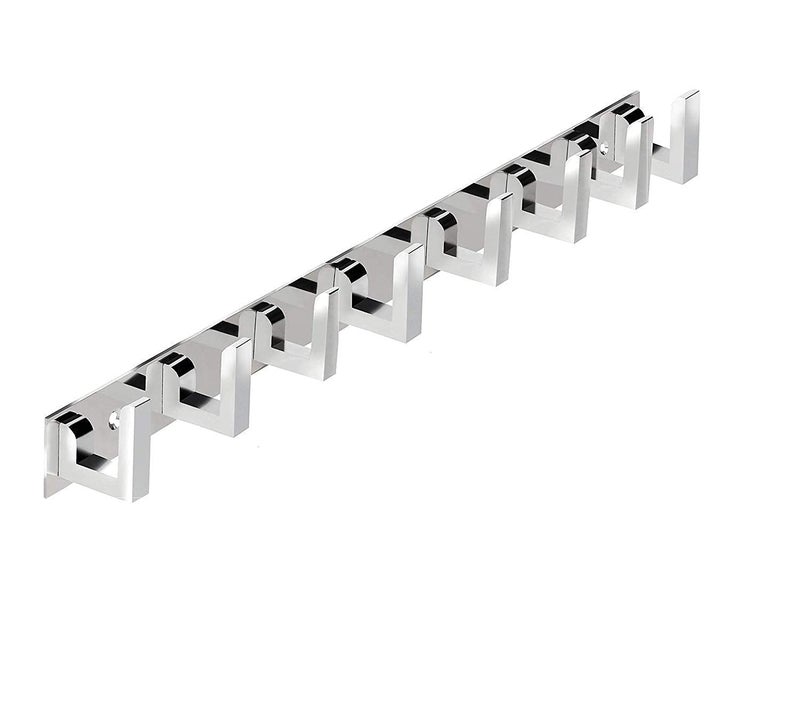 Ingo creation 8 Pin Bathroom Cloth Hooks Hanger Door Wall Bedroom Bathroom Robe Hooks Rail for Hanging Keys, Clothes, Towel Stainless Steel Hook (Pack of 2) - Image 2