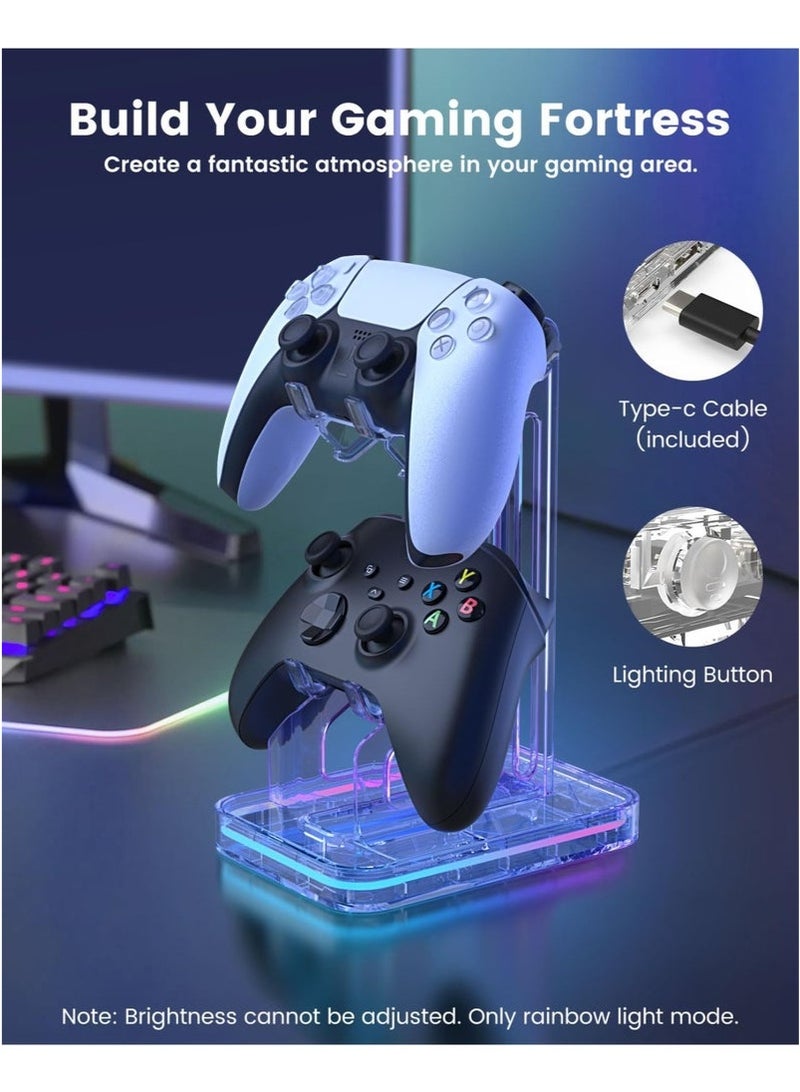 RGB Controller Holder, 2 Tier Universal Controller Stand for PS5, PS4, PS3, Xbox Series X/S, Switch Pro and Almost All Controller, Desk Decor Stuff Gaming Accessories with 2 USB Ports - Image 3