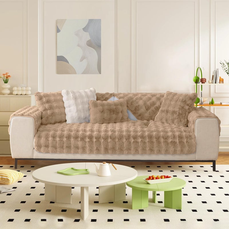LINGKY Thick Rabbit Plush Sofa Cover - Image 2