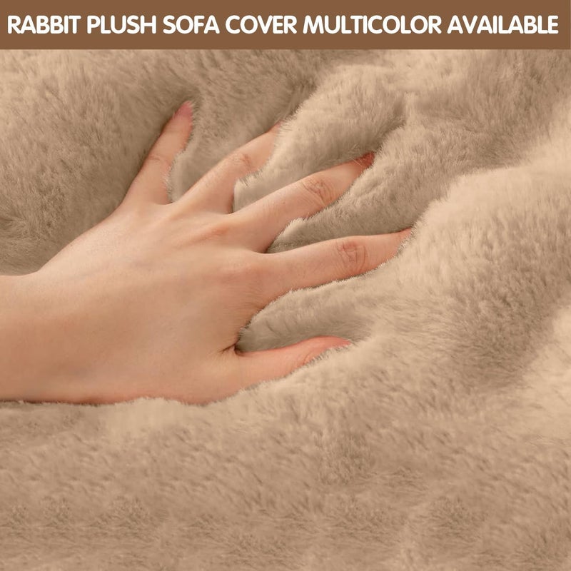 LINGKY Thick Rabbit Plush Sofa Cover - Image 4