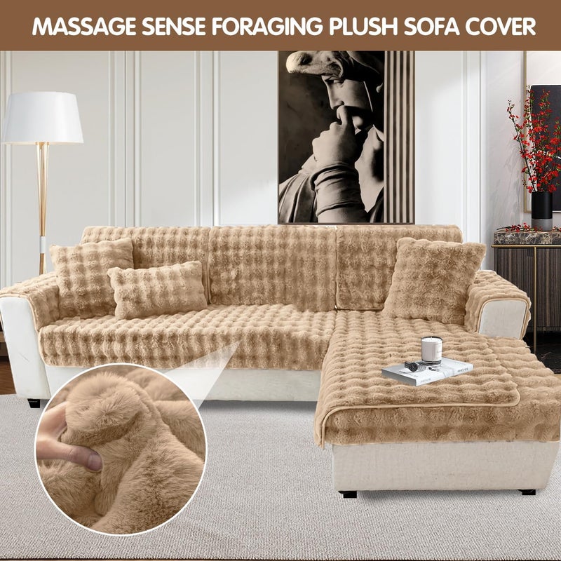 LINGKY Thick Rabbit Plush Sofa Cover - Image 5