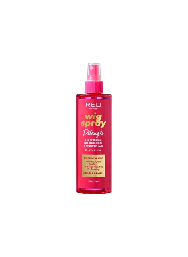Red by Kiss Red by Kiss Wig Spray, Extra Shine & Detangling Control for Remy, Human, Synthetic Hair, UV & Heat Protection, PH Balance & Long-Lasting Fragrance (8oz, Detangling) - Image 1