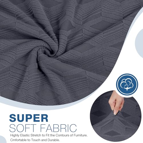 TAOCOCO Recliner Sofa Covers Stretch Reclining Couch Cover, Jacquard Recliner Couch Cover for 3 Seat Furniture Protector Sofa Slipcovers with Elastic Bottom for Kids, Pets (Dark Grey) - Image 5