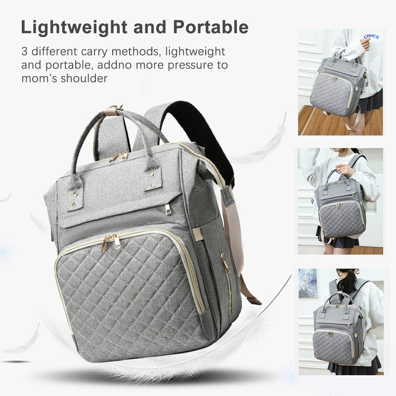 Portable Diaper Bag Backpack Large Capacity Water-resistant Travel Baby Nursing Bag Mommy Bag with USB Charging Port Stroller Straps 3 Thermal Pockets for Baby Bottles - Image 2