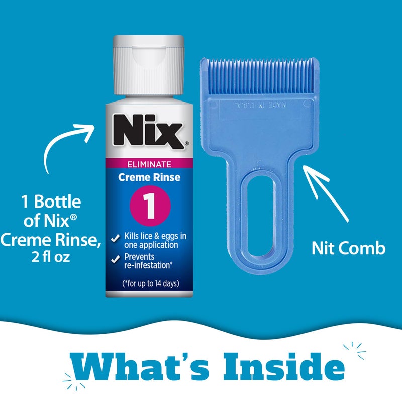 Nix Lice Treatment Killing Creme Rinse & Removal Comb, 2 Fl Oz, Head Lice Treatment Kit to Remove and Prevents Lice & Eggs - Image 3