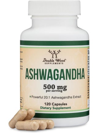 Ashwagandha Capsules, 120 Count (500mg Extract 20:1 Potency) Adaptogen Stress Relief by Double Wood - pzsku/ZAA082334B9B5E83A3D5DZ/45/1750329567/ff5cf9d6-0fd2-497c-b99a-f1b670cd31cb