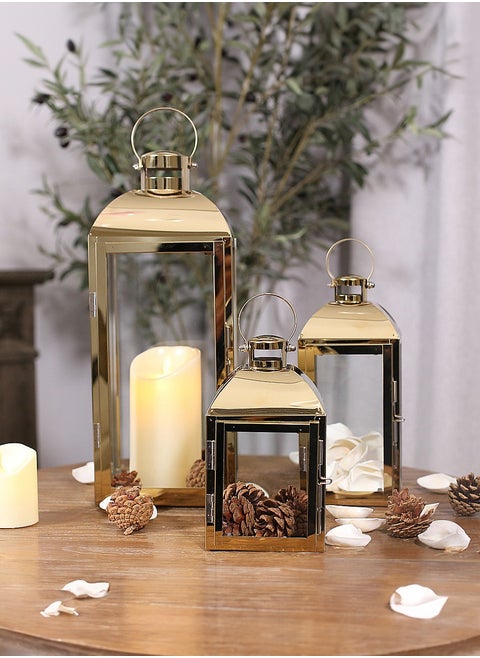 European stainless steel golden glass candle holder windproof cover,decorative ornament Ramadan wind light