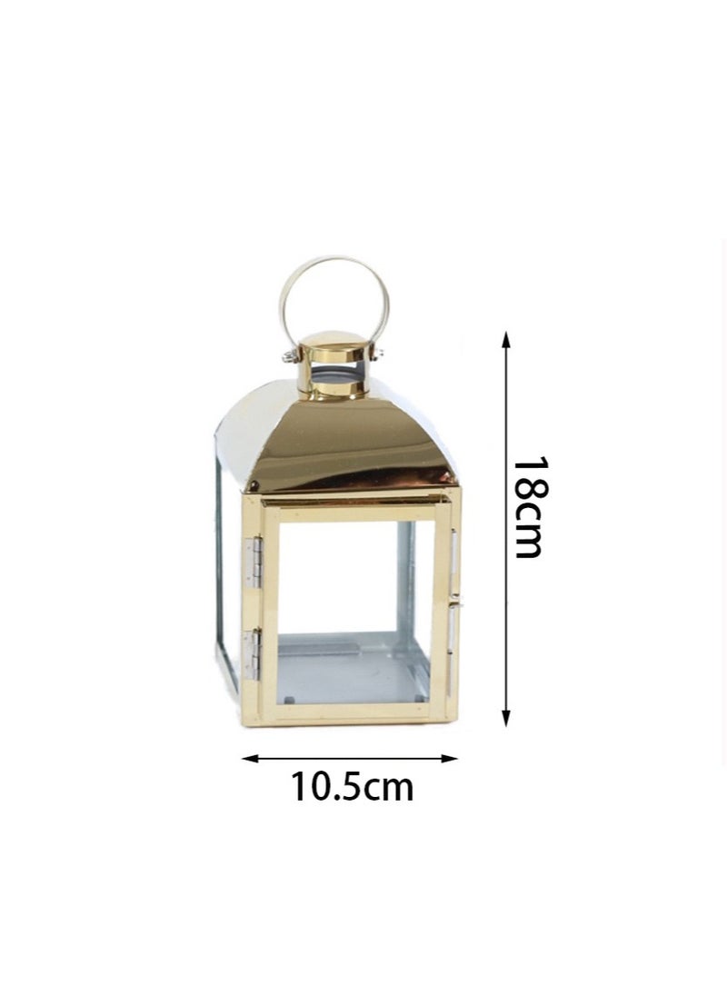 European stainless steel golden glass candle holder windproof cover,decorative ornament Ramadan wind light