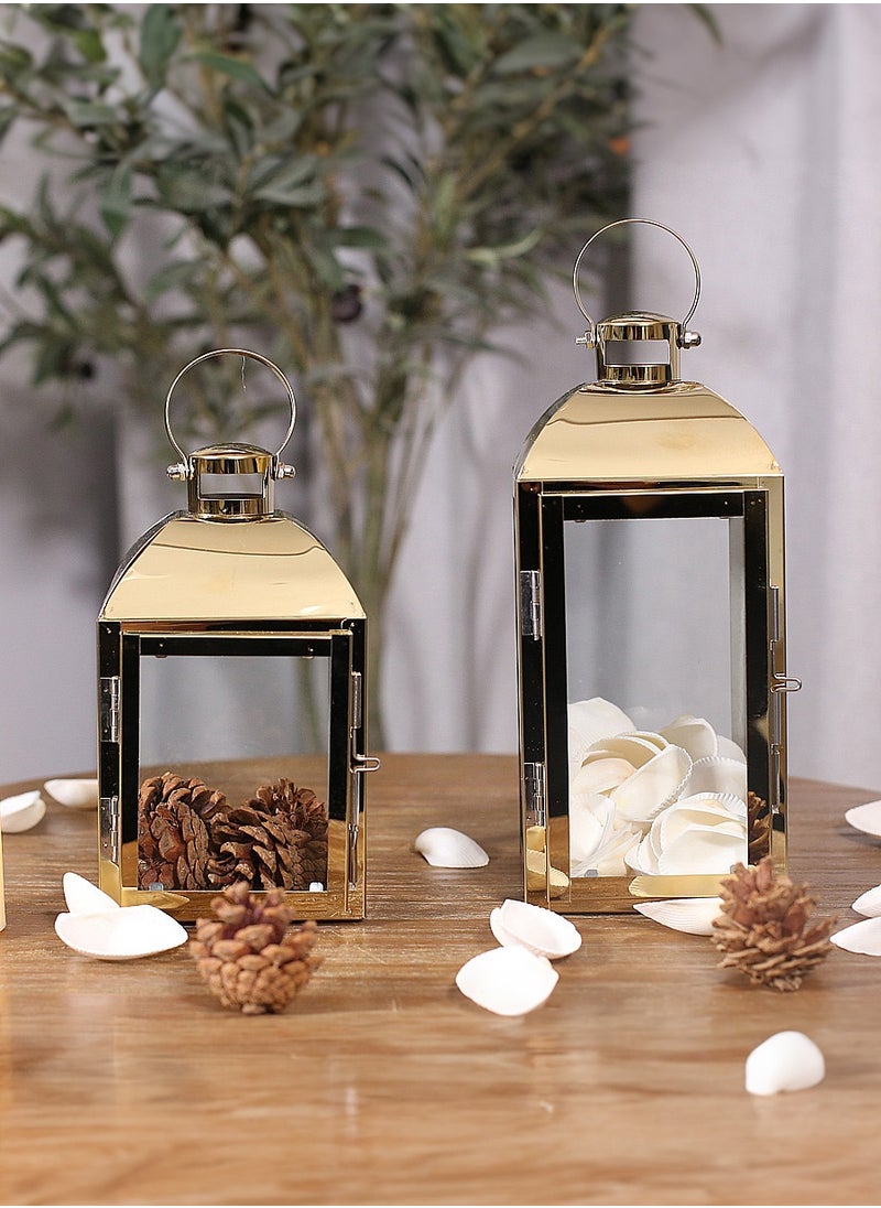 European stainless steel golden glass candle holder windproof cover,decorative ornament Ramadan wind light