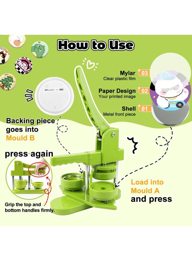 MK.Bear Button Maker Machine 58mm (2.25 in) Installation-Free, DIY Button Pin Maker Machine, Badge Punch Press with Free 100pcs Badge Supplies & Pictures & Circle Cutter & Magic Book - Image 3