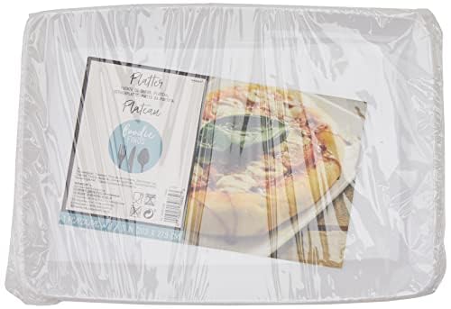 Amscan White Small Rectangular Serving Tray - 8" x 11" (1 Count) - Durable & Stylish Plastic - Ideal For Parties &Entertaining - Image 2