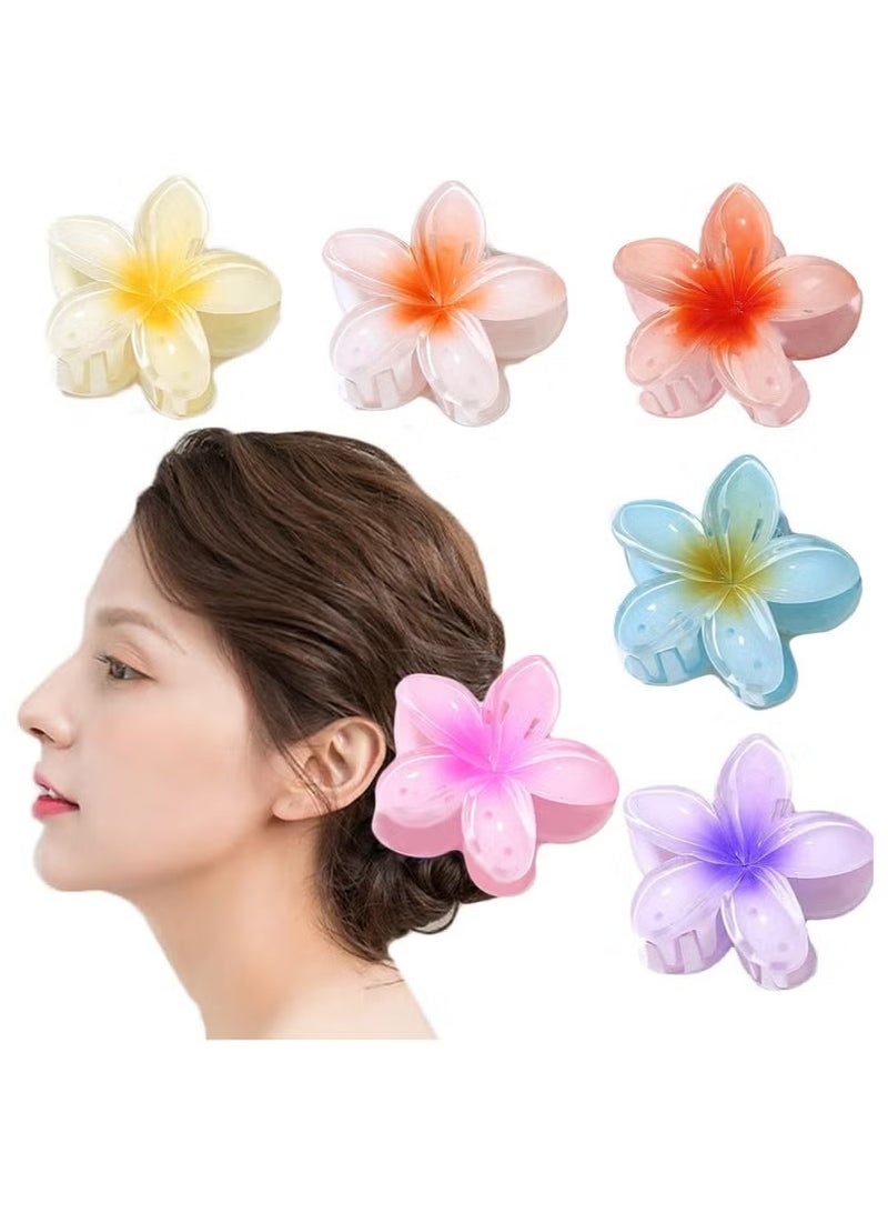 6 قطع من مشابك الشعر الزهرية، مشابك مخالب الزهور غير القابلة للانزلاق، مشبك مخلب هاواي قوي التثبيت، مشبك لطيف لوصيفات العروس لحفلات الزفاف للشعر الكثيف والرفيع - Image 1