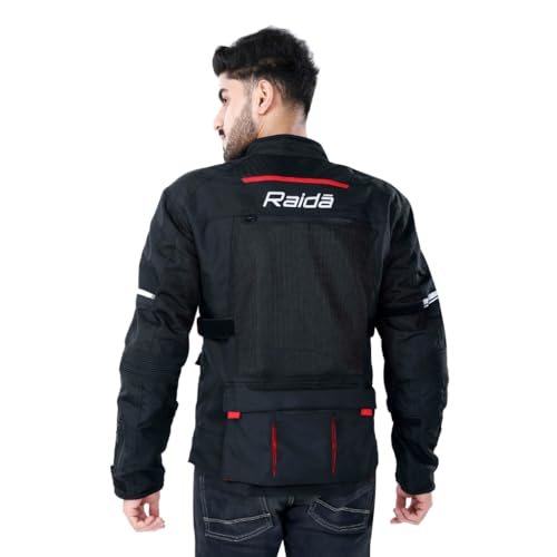 Raida Rover Touring Motorcycle Jacket | Level 2 Armors | Lumbar Support, Rain & Thermal Liner Included | Hydration Pocket (S, Red) - Image 2