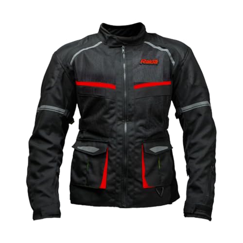Raida Rover Touring Motorcycle Jacket | Level 2 Armors | Lumbar Support, Rain & Thermal Liner Included | Hydration Pocket (S, Red) - Image 4
