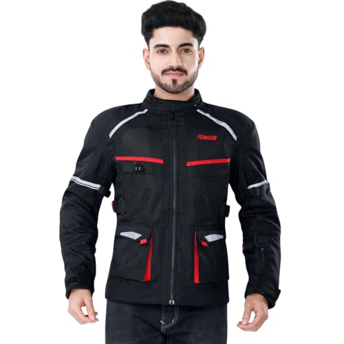 Raida Rover Touring Motorcycle Jacket | Level 2 Armors | Lumbar Support, Rain & Thermal Liner Included | Hydration Pocket (S, Red) - Image 1