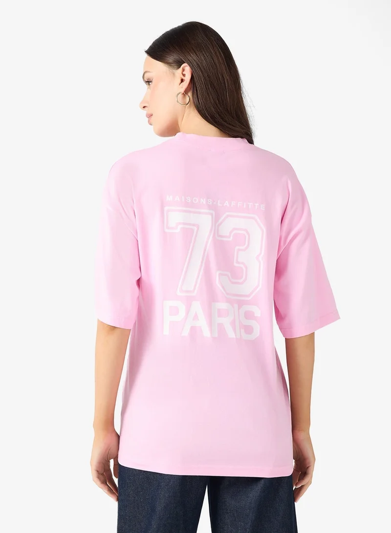 Ginger Cotton Oversize Varsity Graphic T-shirt