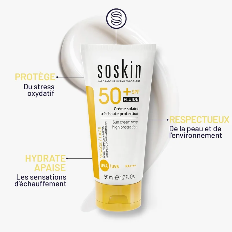 Soskin  SG Sun Cream Very High Protection SPF 50+ Fluid 50ml for Women | Best Price UAE