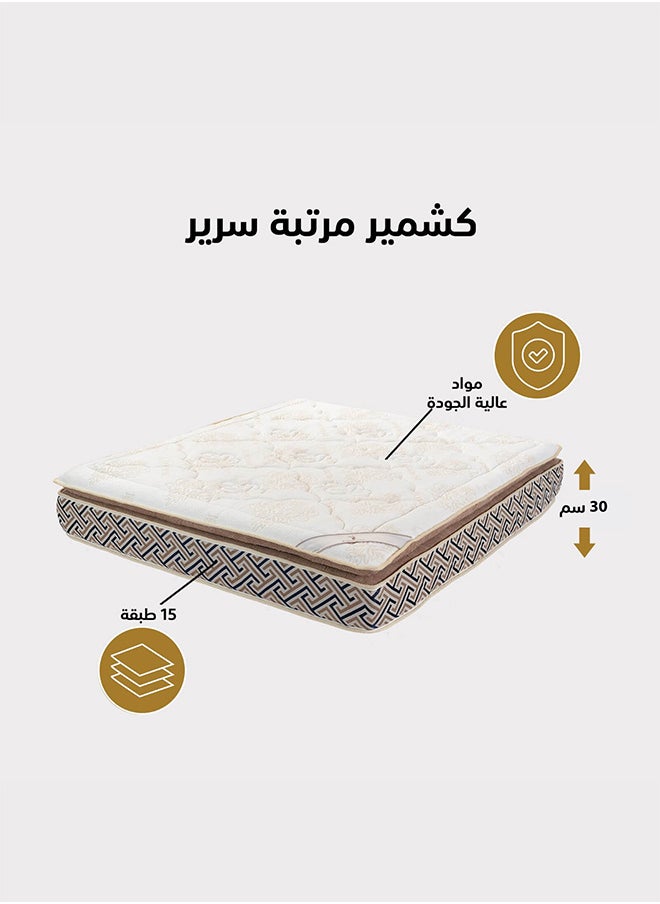 بنهيليغنز كشمير | مرتبة سرير متعددة الطبقات 15 طبقة ارتفاع 30 سم قياس كوين - 160x200 سم - بيج  - Image 3