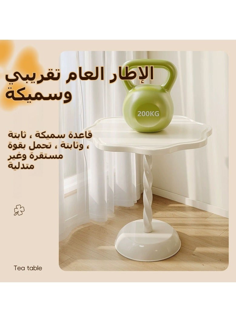 XiuWoo 50*55 cm Four Leaf Clover Drink Table for Small Spaces ,Living Room End Table, Decorative Pedestal Table, Coffee Table, Side Table Living Room for Sofa Couch Chair Patio, Cream - Image 5