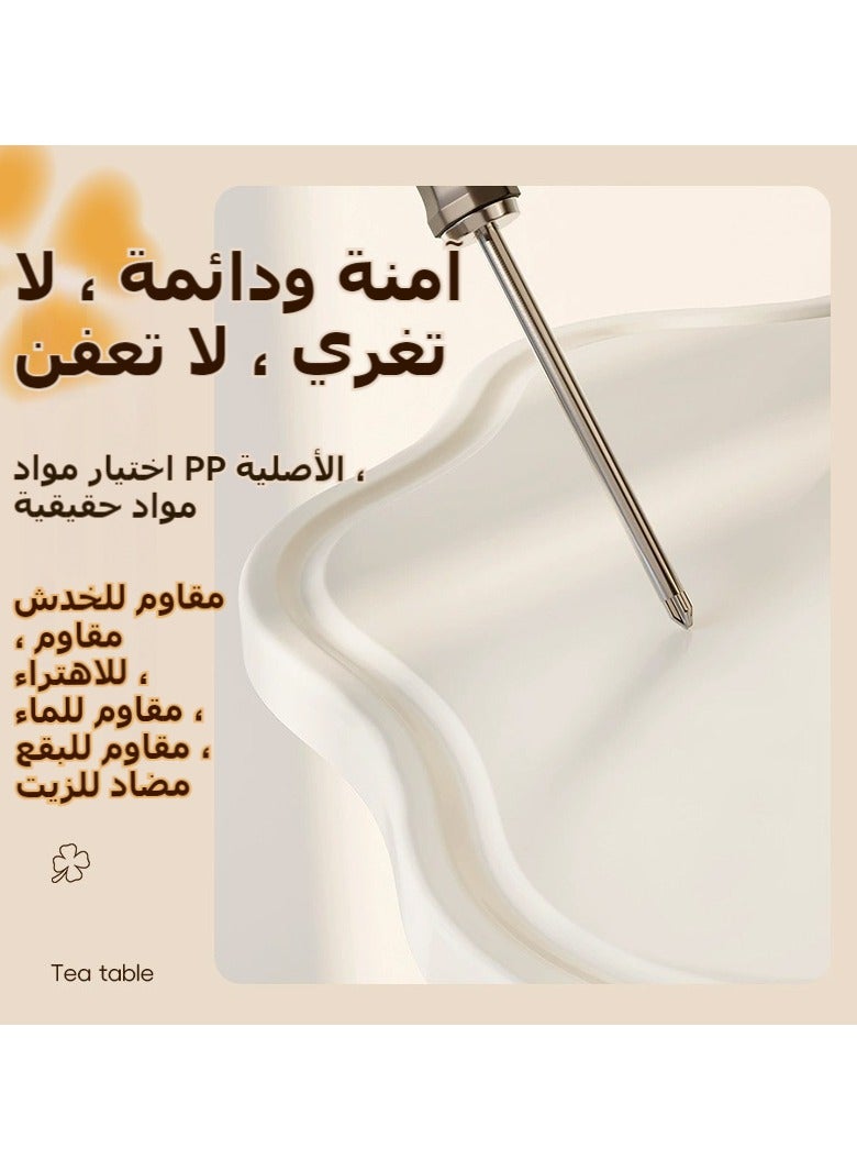 XiuWoo 50*55 cm Four Leaf Clover Drink Table for Small Spaces ,Living Room End Table, Decorative Pedestal Table, Coffee Table, Side Table Living Room for Sofa Couch Chair Patio, Cream - Image 3