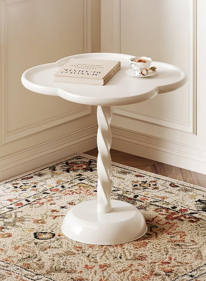 XiuWoo 50*55 cm Four Leaf Clover Drink Table for Small Spaces ,Living Room End Table, Decorative Pedestal Table, Coffee Table, Side Table Living Room for Sofa Couch Chair Patio, Cream - Image 1