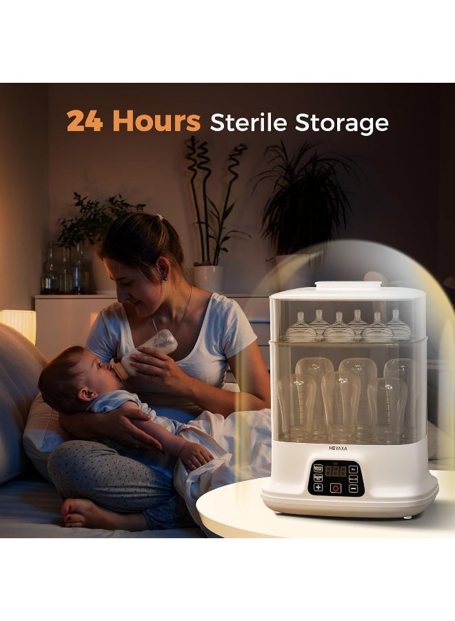 HEYAXA Baby Bottle Steri-lizer and Dryer, Electric Steamer for Baby Bottles, Safe and Reliable, Universal Fit for All Baby Items, Bottles, Breast Pump, LED Touch Screen, Auto Shut-Off - Image 4