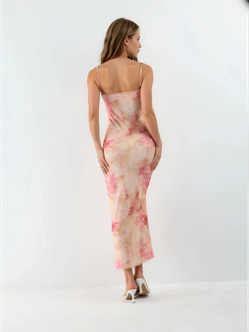 هيكاب Cowl Neck Patterned Maxi Dress
