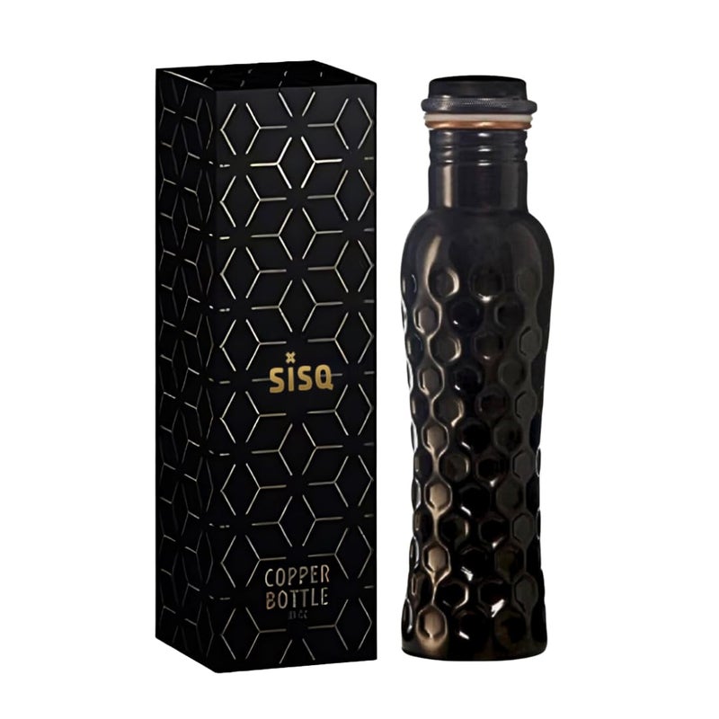 Sisq Pure Copper Water Bottle 1 Litre Curve Shape Handcrafted Copper Bottle 1000ml Antique Diamond Designed for Sustainable Living - Image 1
