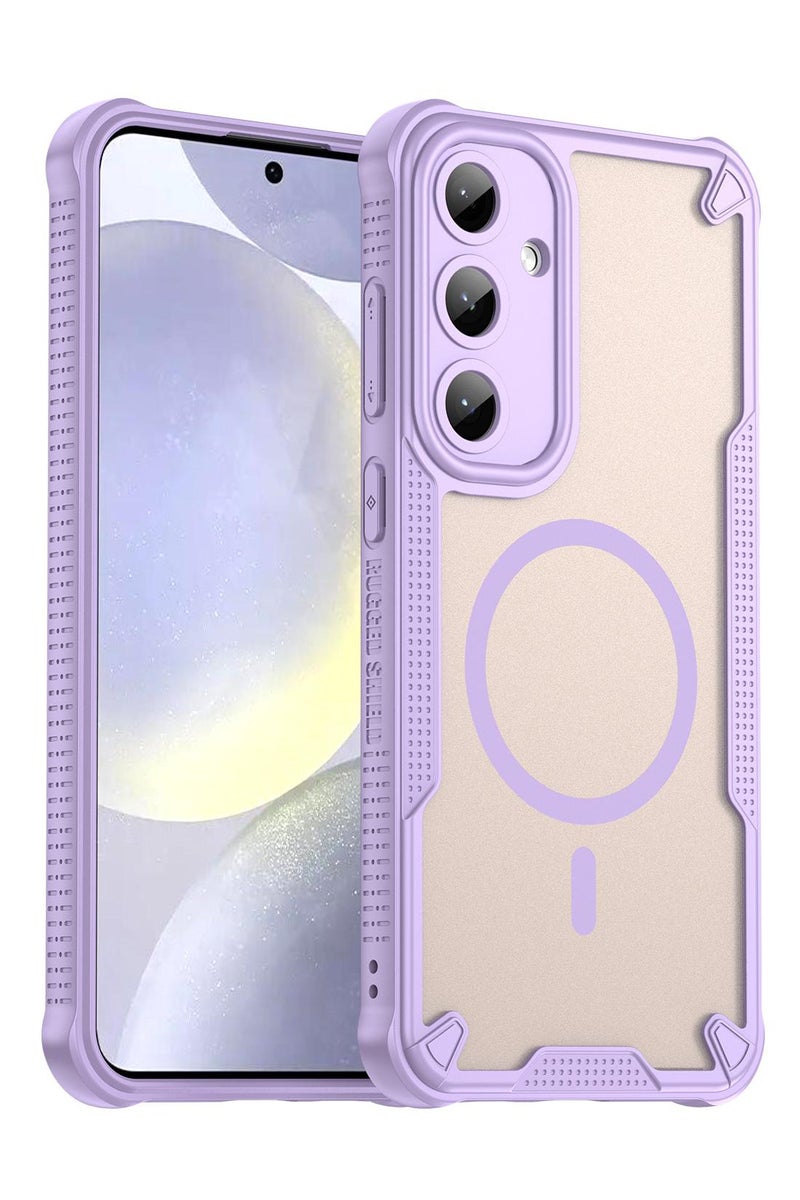 Cover For Samsung Galaxy S24 Plus Armor Glaze MagSafe Magnetic Phone Case Raised edges around the screen and camera lens help prevent scratches - Purple - Image 1