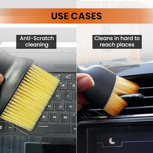 Autofy Brush RAGE-1 RAGE-2 Car Cleaning Brush with Handle and Dust Cover Car AC Vent Cleaner Dashboard Cleaner Accessories for Detailing Brush Multipurpose Gadget Cleaner Car Duster Brush (2Pcs Combo) - Image 4