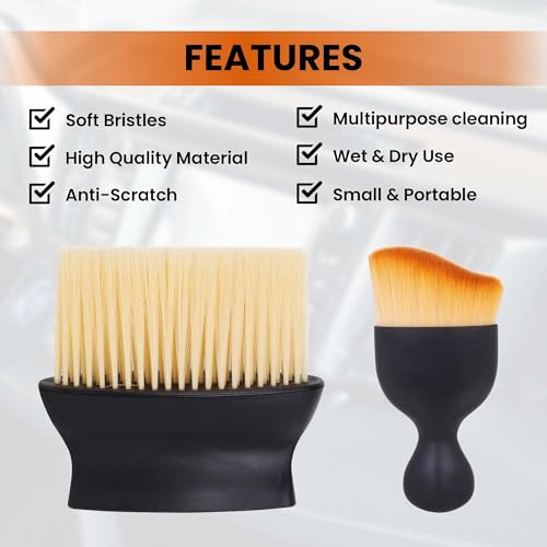 Autofy Brush RAGE-1 RAGE-2 Car Cleaning Brush with Handle and Dust Cover Car AC Vent Cleaner Dashboard Cleaner Accessories for Detailing Brush Multipurpose Gadget Cleaner Car Duster Brush (2Pcs Combo) - Image 5
