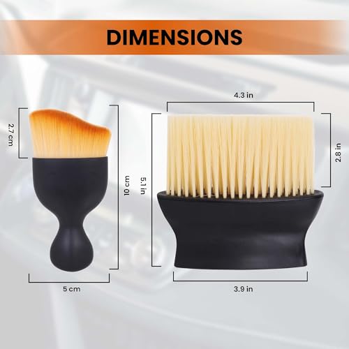 Autofy Brush RAGE-1 RAGE-2 Car Cleaning Brush with Handle and Dust Cover Car AC Vent Cleaner Dashboard Cleaner Accessories for Detailing Brush Multipurpose Gadget Cleaner Car Duster Brush (2Pcs Combo) - Image 2