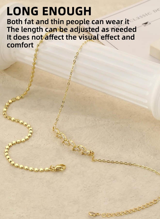 Women'S Gold/Silver Anklet, 14k Gold Anklet, Women'S Waterproof Cuban Chain Heart-Shaped Beads Herringbone Rhinestone Anklet Set Multi-Layer Anklet, Women'S Gold Jewelry Gift - Image 4