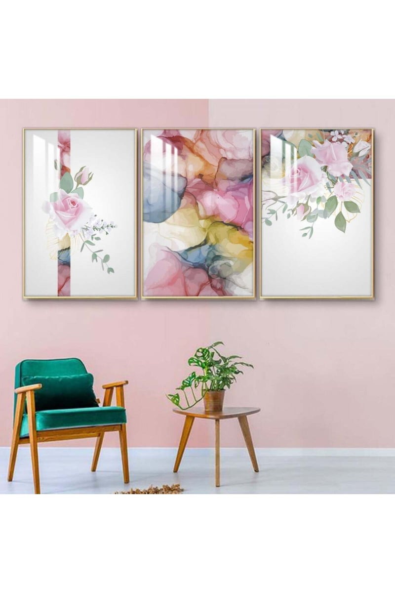 ماركتنا ثلاث لوحات جدارية خشبية بإطار وطبقة أكريليك شفافة - Image 1