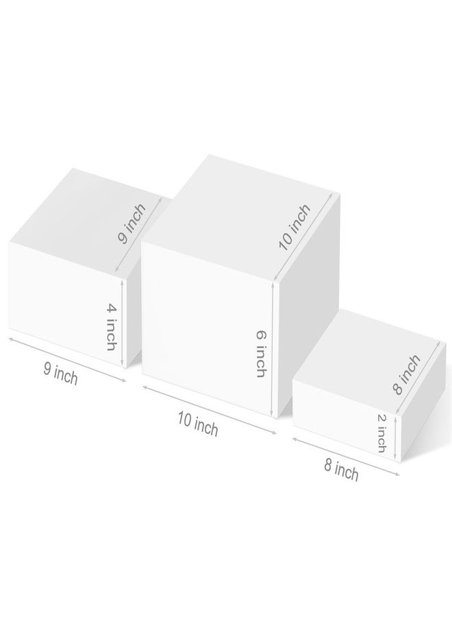 رفوف عرض الطعام من جوينج، رفوف عرض الطعام للحفلات، رفوف بيضاء لعرض الطعام على طاولة الحلويات، رفوف عرض مزخرفة للطعام، صناديق أكريليك بيضاء لعرض الطعام، 3 قطع 8 × 9 × 10 بوصة - Image 2