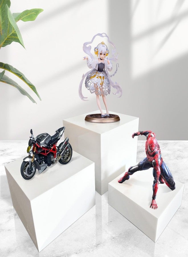 رفوف عرض الطعام من جوينج، رفوف عرض الطعام للحفلات، رفوف بيضاء لعرض الطعام على طاولة الحلويات، رفوف عرض مزخرفة للطعام، صناديق أكريليك بيضاء لعرض الطعام، 3 قطع 8 × 9 × 10 بوصة - Image 3