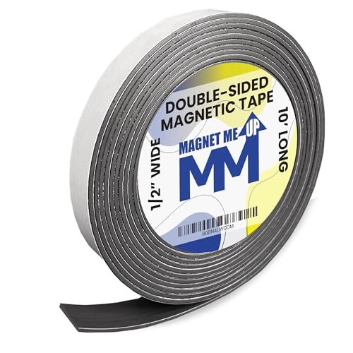 Magnet Me Up Magnet Strip Tape Self Adhesive Double Sided Vinyl Magnetic Tape Strips with Adhesive Backing, Heavy Duty Crafts, DIY Project, Easy to Cut Flexible Magnetic Roll, 10ft x 0.5 inch x 1/16" - Image 1