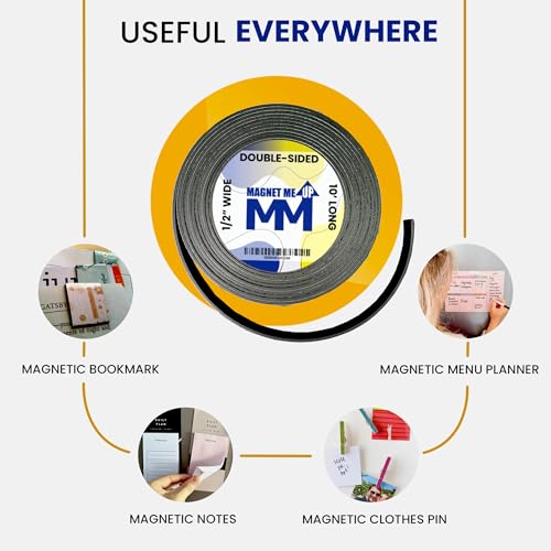 Magnet Me Up Magnet Strip Tape Self Adhesive Double Sided Vinyl Magnetic Tape Strips with Adhesive Backing, Heavy Duty Crafts, DIY Project, Easy to Cut Flexible Magnetic Roll, 10ft x 0.5 inch x 1/16" - Image 4