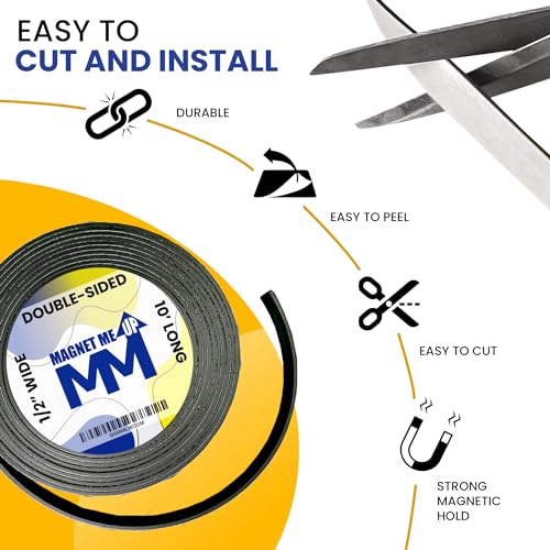 Magnet Me Up Magnet Strip Tape Self Adhesive Double Sided Vinyl Magnetic Tape Strips with Adhesive Backing, Heavy Duty Crafts, DIY Project, Easy to Cut Flexible Magnetic Roll, 10ft x 0.5 inch x 1/16" - Image 3