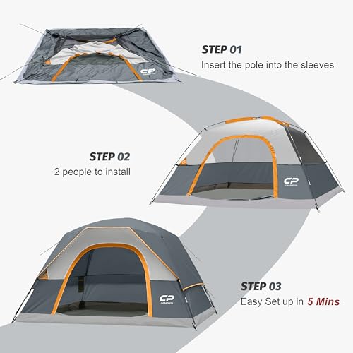 CAMPROS CP 4 Person Camping Tent, Waterproof Dome Tent with Rainfly, Easy Setup Portable Tent with Mesh Window & Carry Bag for Camping - Image 4