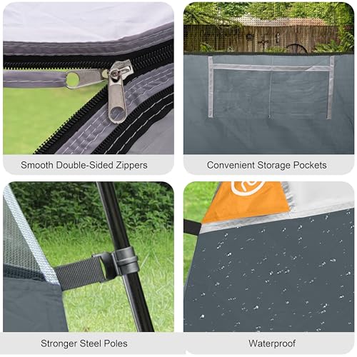 CAMPROS CP 4 Person Camping Tent, Waterproof Dome Tent with Rainfly, Easy Setup Portable Tent with Mesh Window & Carry Bag for Camping - Image 5